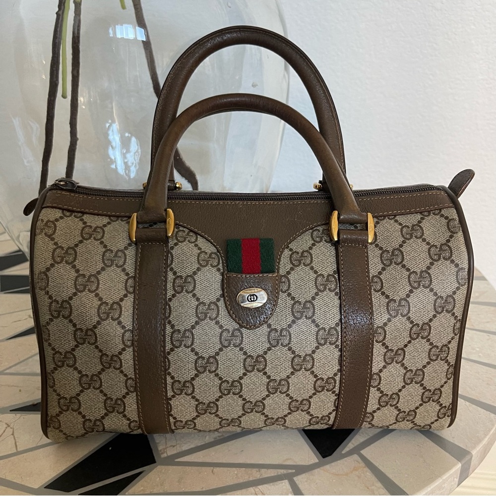 Gucci Vintage 1980's Brown
Monogram Canvas Boston Bag #33612